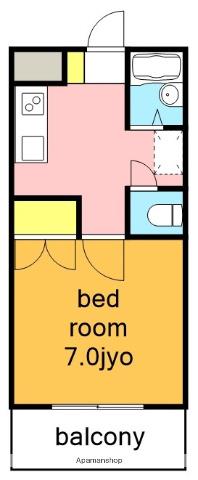 メゾン朋友(1K/4階)の間取り写真