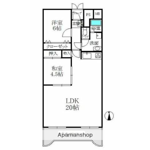 ホワイトキャッスル平針Ⅱ(2LDK/1階)の間取り写真