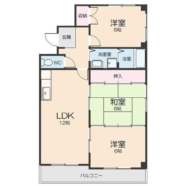 第5ヒルハイツ桃山(3LDK/1階)の間取り写真