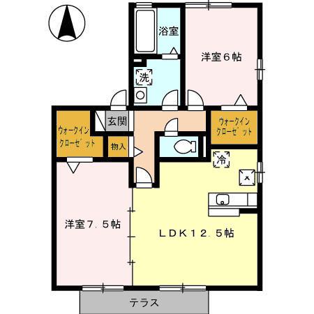 イエローウィン滝ノ水(2LDK/2階)の間取り写真