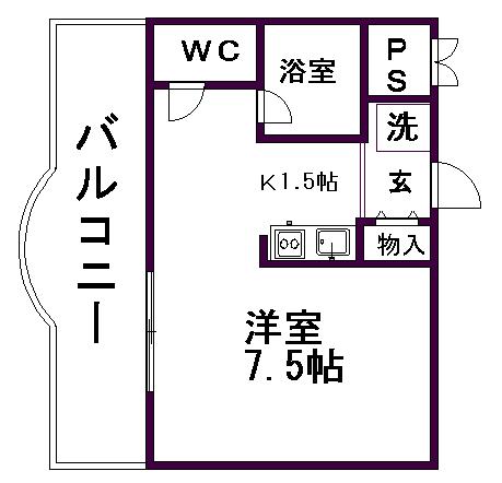 第2池場ハウス(ワンルーム/1階)の間取り写真