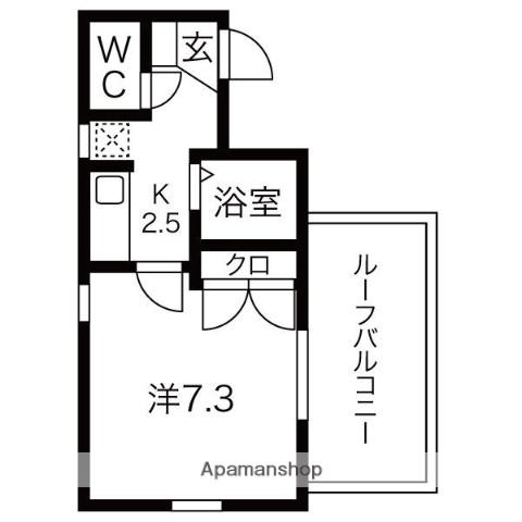 リヴィエール元八事(1K/4階)の間取り写真