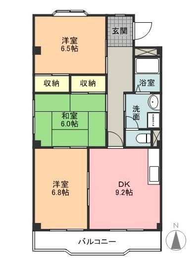 グリーンハイツ大清水(3LDK/3階)の間取り写真