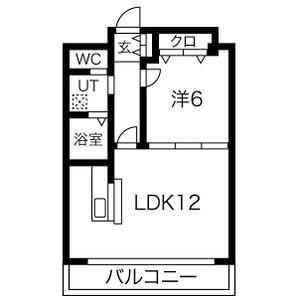 カームHARA(1LDK/6階)の間取り写真