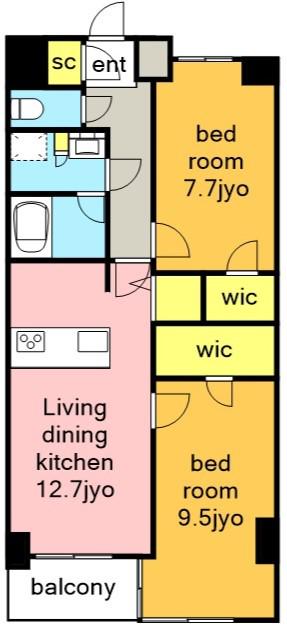 S-RESIDENCE神沢AFFORD(2LDK/5階)の間取り写真