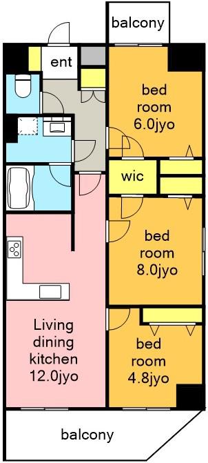 SーRESIDENCE神沢AFFORD12月契約限定キャンペー(3LDK/5階)の間取り写真