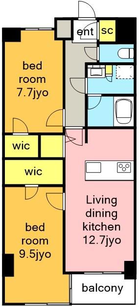 SーRESIDENCE神沢AFFORD12月契約限定キャンペー(2LDK/6階)の間取り写真