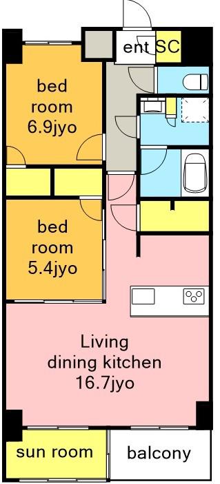 SーRESIDENCE神沢AFFORD12月契約限定キャンペー(2LDK/8階)の間取り写真