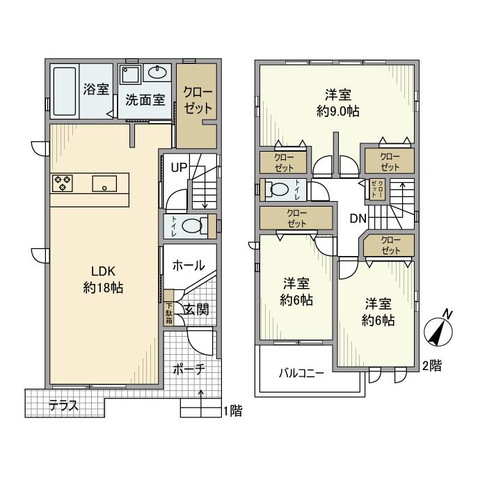 名古屋市鶴舞線 塩釜口駅 徒歩20分 2階建 築13年(3LDK)の間取り写真