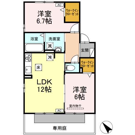 ZUCCA(2LDK/1階)の間取り写真