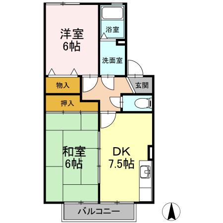 エスポワールマキ(2DK/2階)の間取り写真
