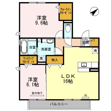 八事ガーデン(2LDK/2階)の間取り写真