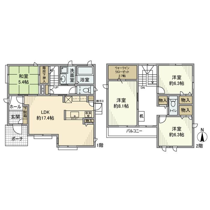 名古屋市桜通線 徳重駅 徒歩19分 2階建 築13年(4LDK)の間取り写真