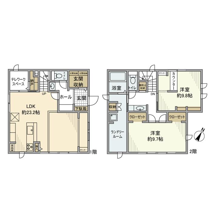 名古屋市桜通線 徳重駅 徒歩19分 2階建 築5年(2LDK)の間取り写真