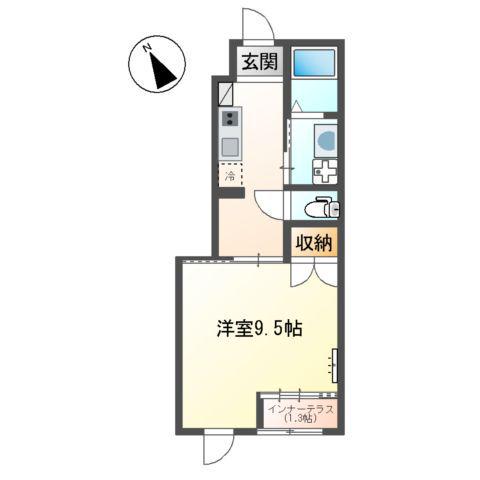 シャトー桃山(1K/1階)の間取り写真