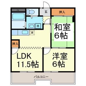 サンパーク大鐘Ⅲ(2LDK/3階)の間取り写真