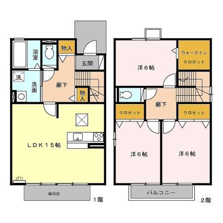 カーサ和合　Ｂ(3LDK)の間取り写真