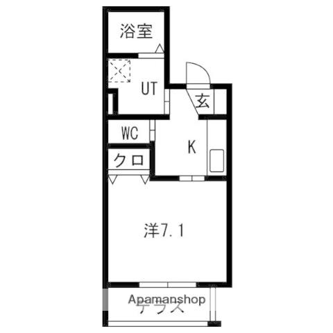 スターブル野並(1K/1階)の間取り写真