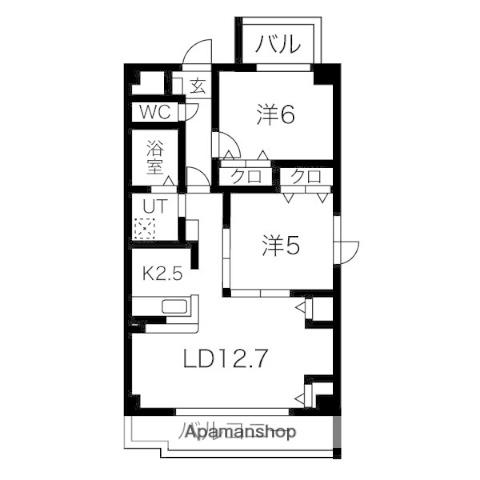 名鉄名古屋本線 有松駅 徒歩20分 5階建 築17年(2LDK/1階)の間取り写真