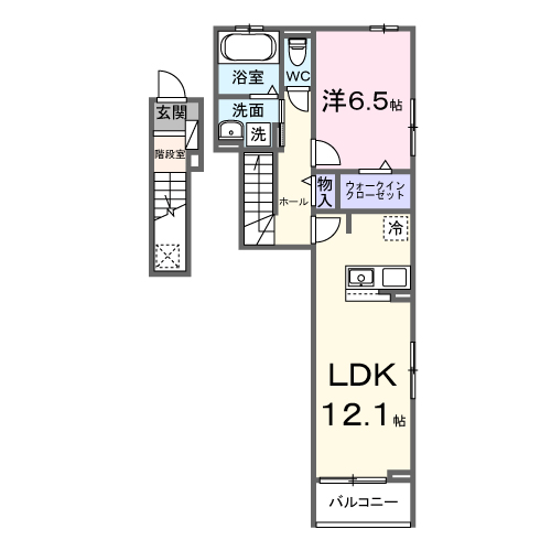 サニークレリア(1LDK/2階)の間取り写真
