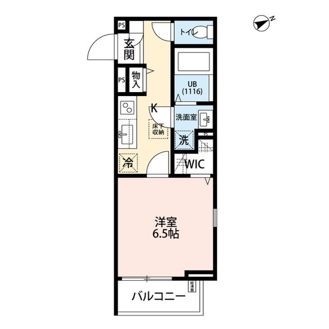 フルール原(1K/1階)の間取り写真