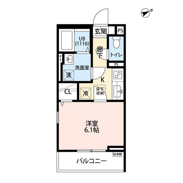 フルール原(1K/2階)の間取り写真