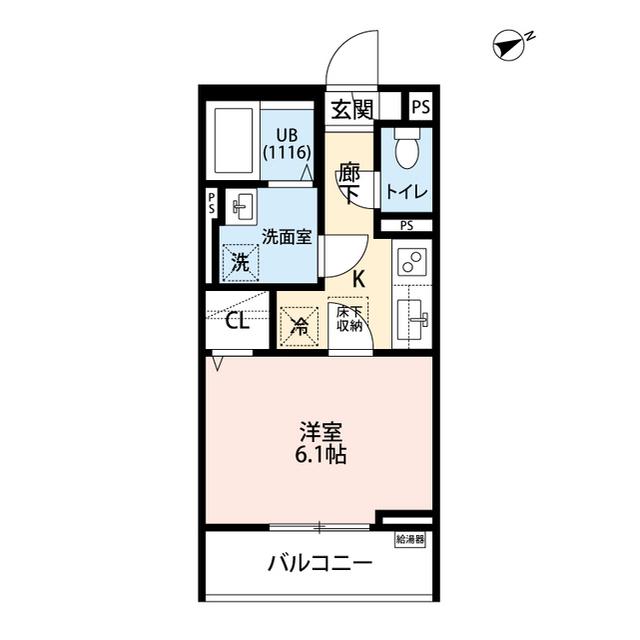 フルール原(1K/2階)の間取り写真