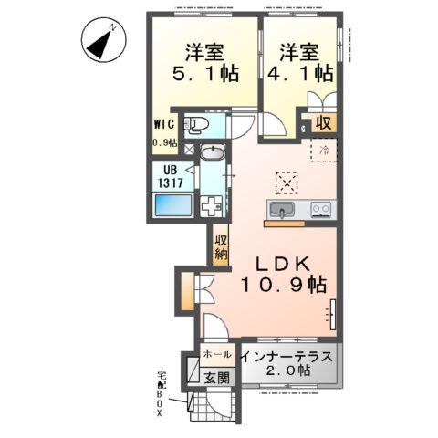 ルピナス滝(2LDK/1階)の間取り写真