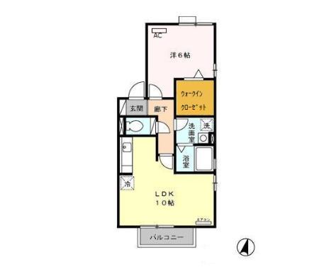 ジュネス・マキ A棟(1LDK/2階)の間取り写真