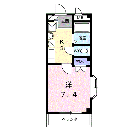 リヴェールMAKIⅡ(1K/2階)の間取り写真