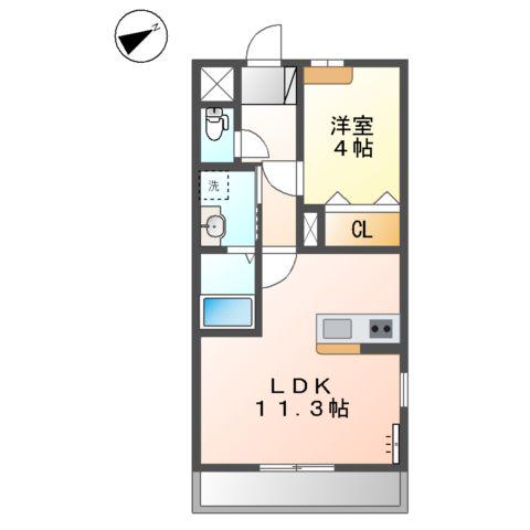 セビアン(1LDK/2階)の間取り写真