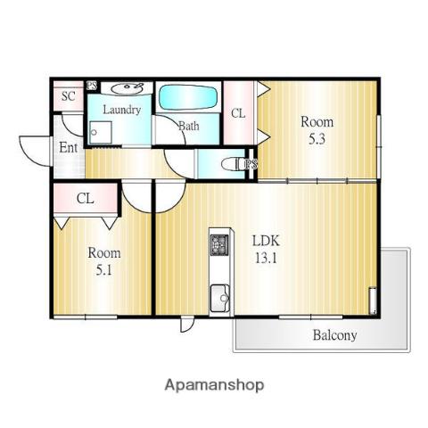 プライムスペース赤池(2LDK/3階)の間取り写真