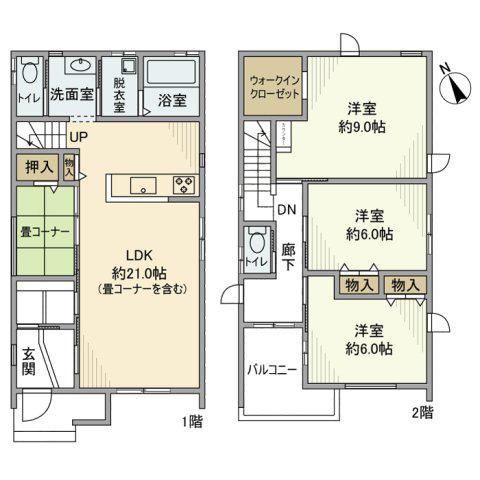 名古屋市桜通線 徳重駅 徒歩10分 2階建 築5年(3LDK)の間取り写真
