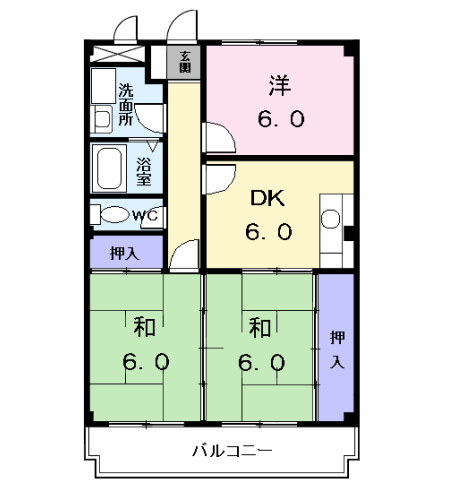 シャトレ純(3DK/3階)の間取り写真