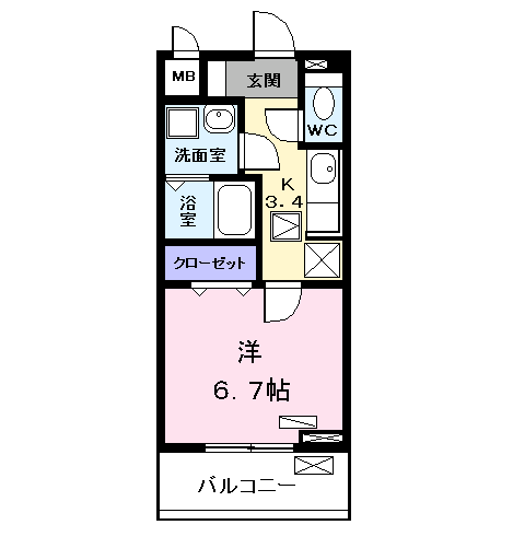 コンフォート・テラス (1K/1階)の間取り写真