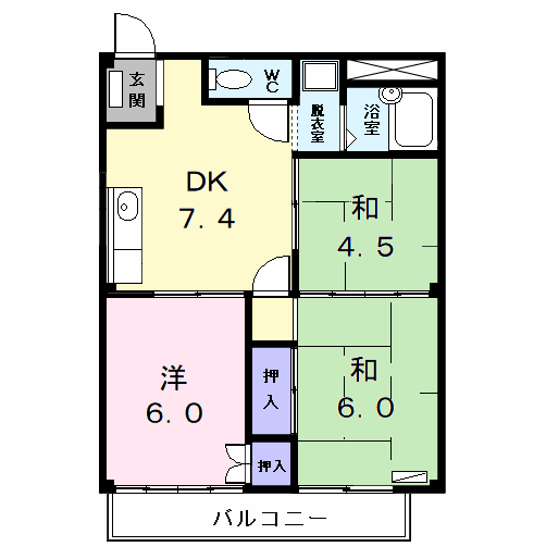 シティハイツ人見A(3DK/2階)の間取り写真