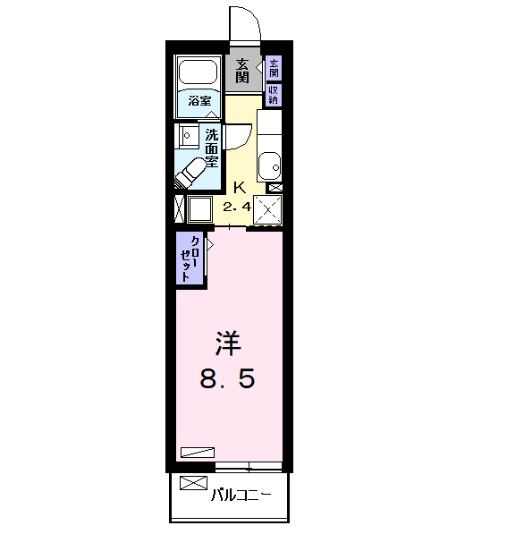 名古屋市東山線 岩塚駅 徒歩12分 3階建 築15年(1K/2階)の間取り写真