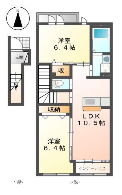 シエルエトワール(2LDK/2階)の間取り写真