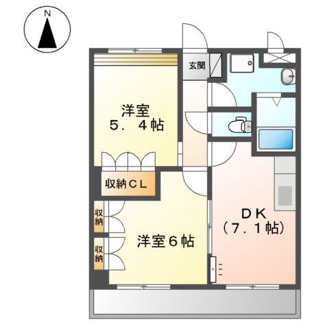 ノース RIVER(2DK/2階)の間取り写真