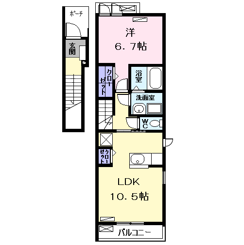 ピュア フレグランス(1LDK/2階)の間取り写真