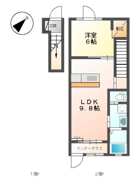 ネクストステージⅡ(1LDK/2階)の間取り写真