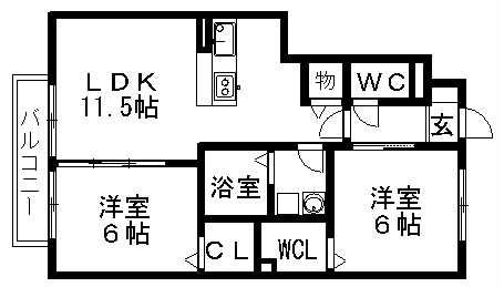 メイポップ(2LDK/2階)の間取り写真