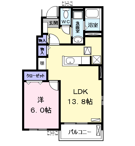 レッド・リーブスⅤ(1LDK/1階)の間取り写真