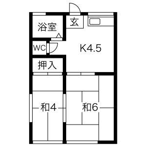山守荘(2DK/1階)の間取り写真