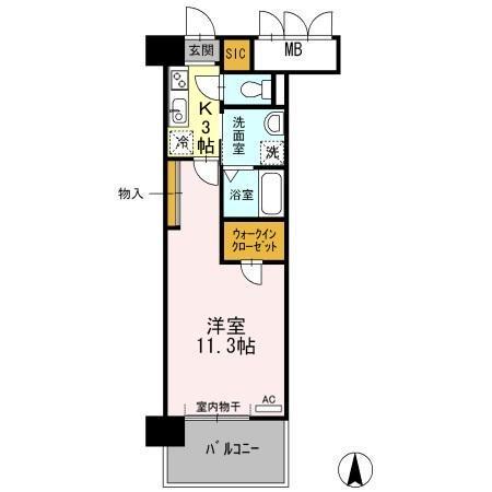 グランドソレイユ名駅(1K/4階)の間取り写真