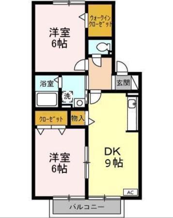 トレポワール(2DK/2階)の間取り写真
