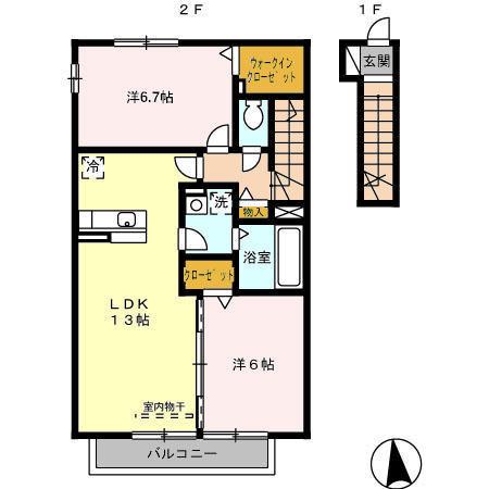 メイポップ(2LDK/2階)の間取り写真