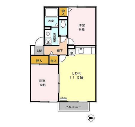 ラカージェ松浦(2LDK/2階)の間取り写真