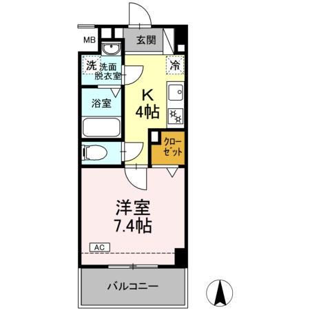 ウェルシー亀島(1K/1階)の間取り写真