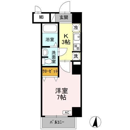 CASA八番館(1K/5階)の間取り写真